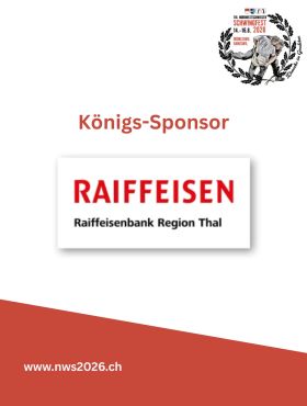 Königliche Freude! 👑🎉
Wir freuen uns riesig, die @raiffeisenbank_region_thal als unseren Königssponsor präsentieren zu dürfen. Ein Grossanlass wie das NWS wäre ohne die Unterstützung engagierter Partner nicht möglich.
Herzlichen Dank für die wertvolle Zusammenarbeit! 🤝
#nws2026